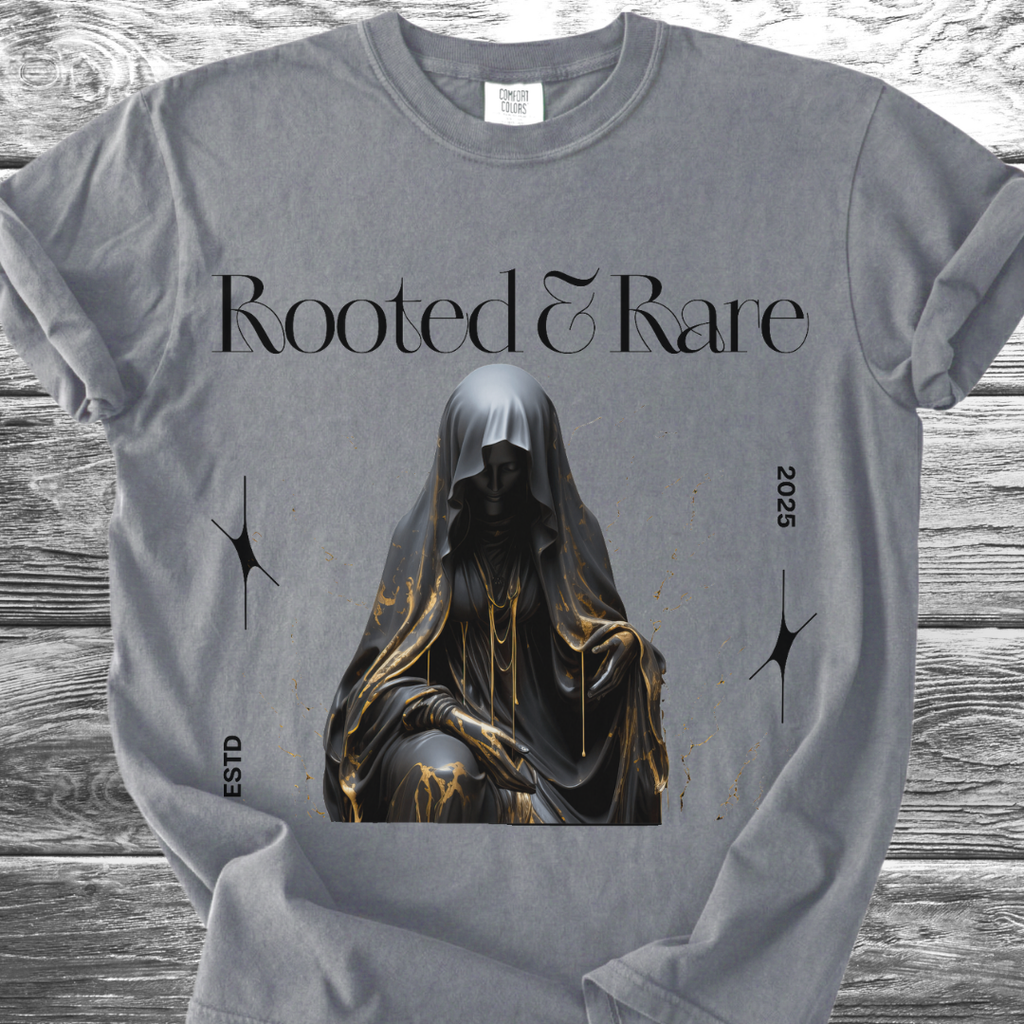 Rooted & Rare Black Marble TShirt