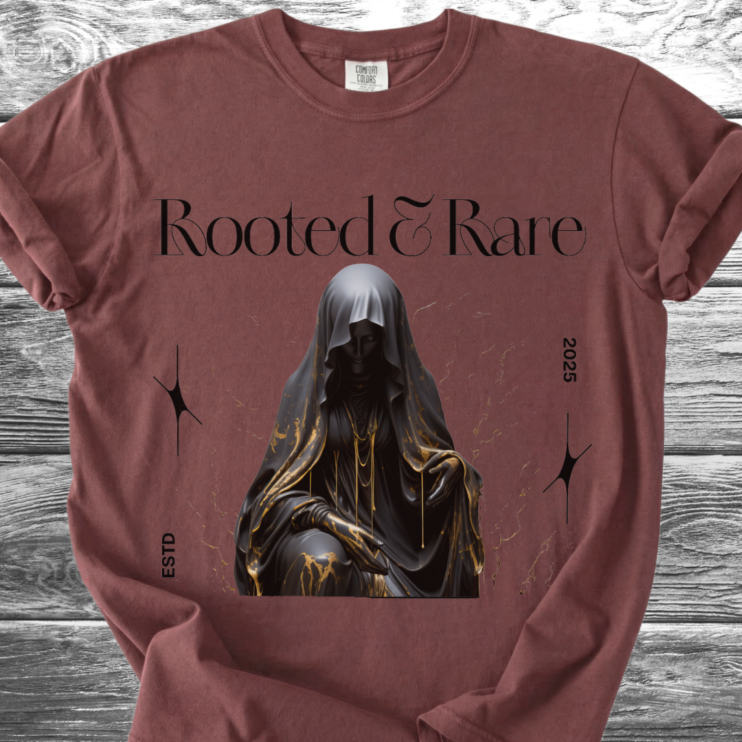 Rooted & Rare Black Marble TShirt
