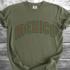 Mexico PRINTED "Embroidery Style" Red & Green TShirt