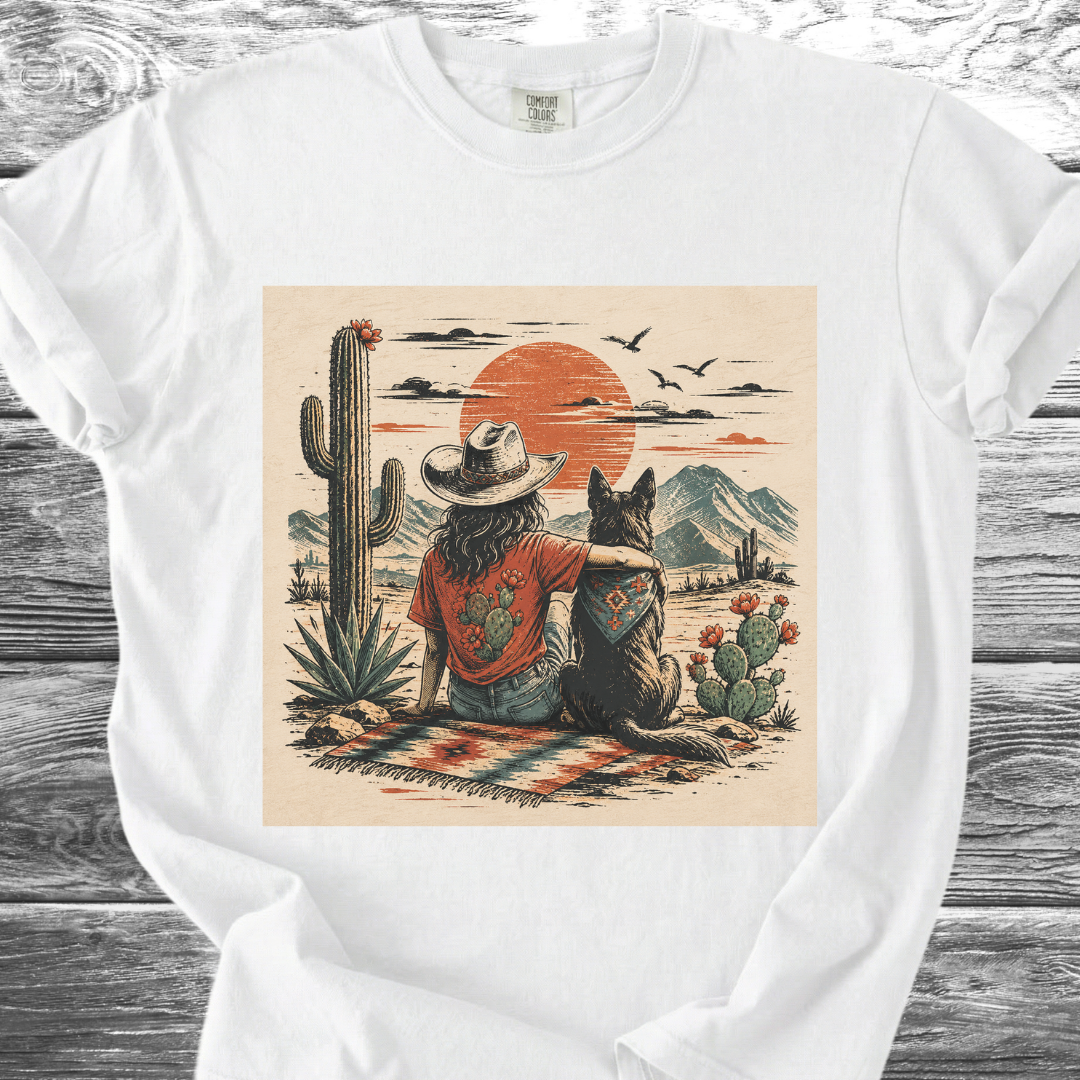 Desert Girl & Her Dog Portrait TShirt