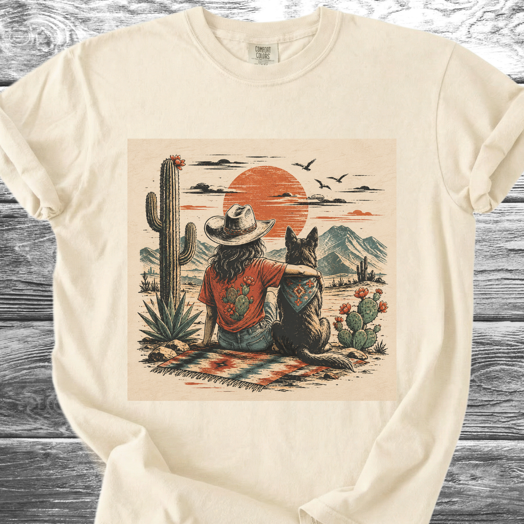 Desert Girl & Her Dog Portrait TShirt