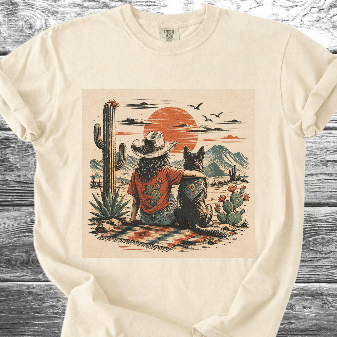 Desert Girl & Her Dog Portrait TShirt