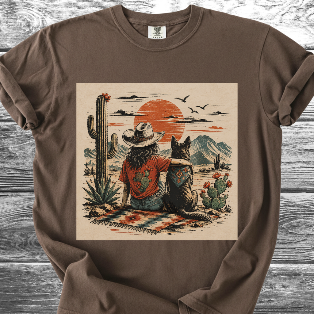 Desert Girl & Her Dog Portrait TShirt