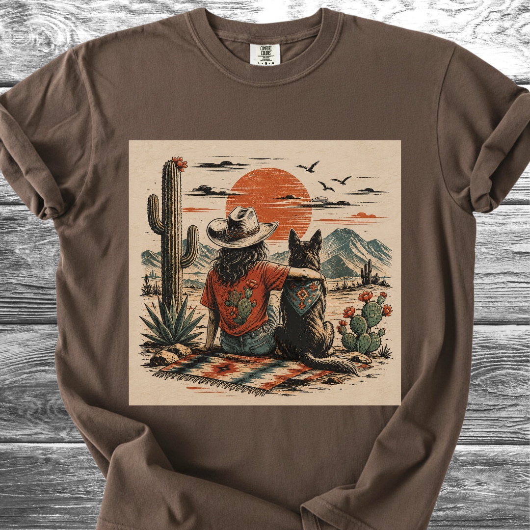 Desert Girl & Her Dog Portrait TShirt