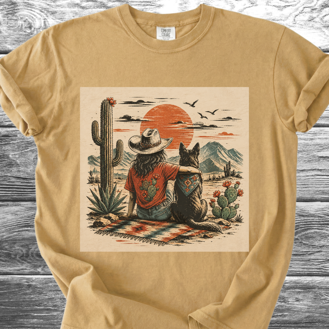 Desert Girl & Her Dog Portrait TShirt