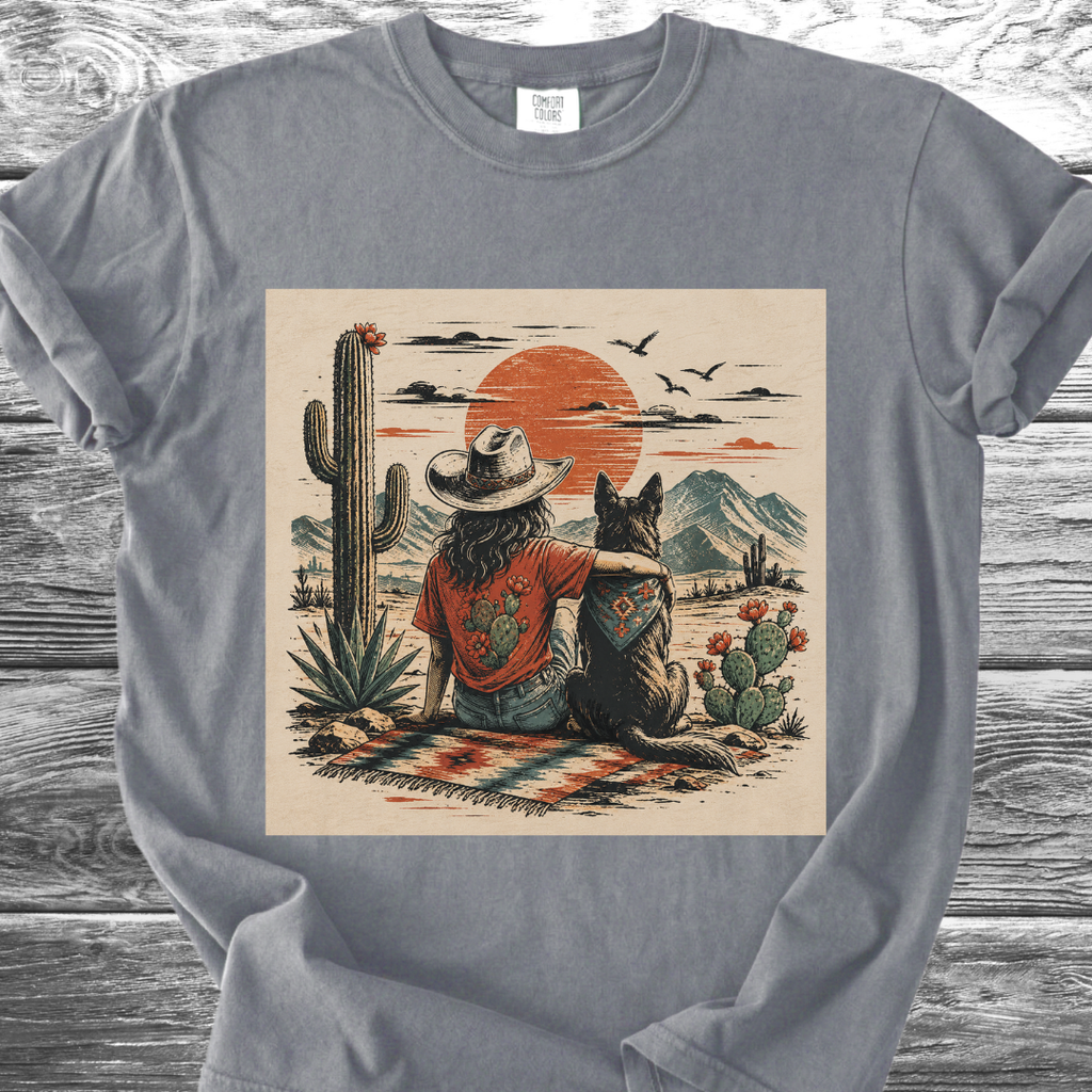 Desert Girl & Her Dog Portrait TShirt