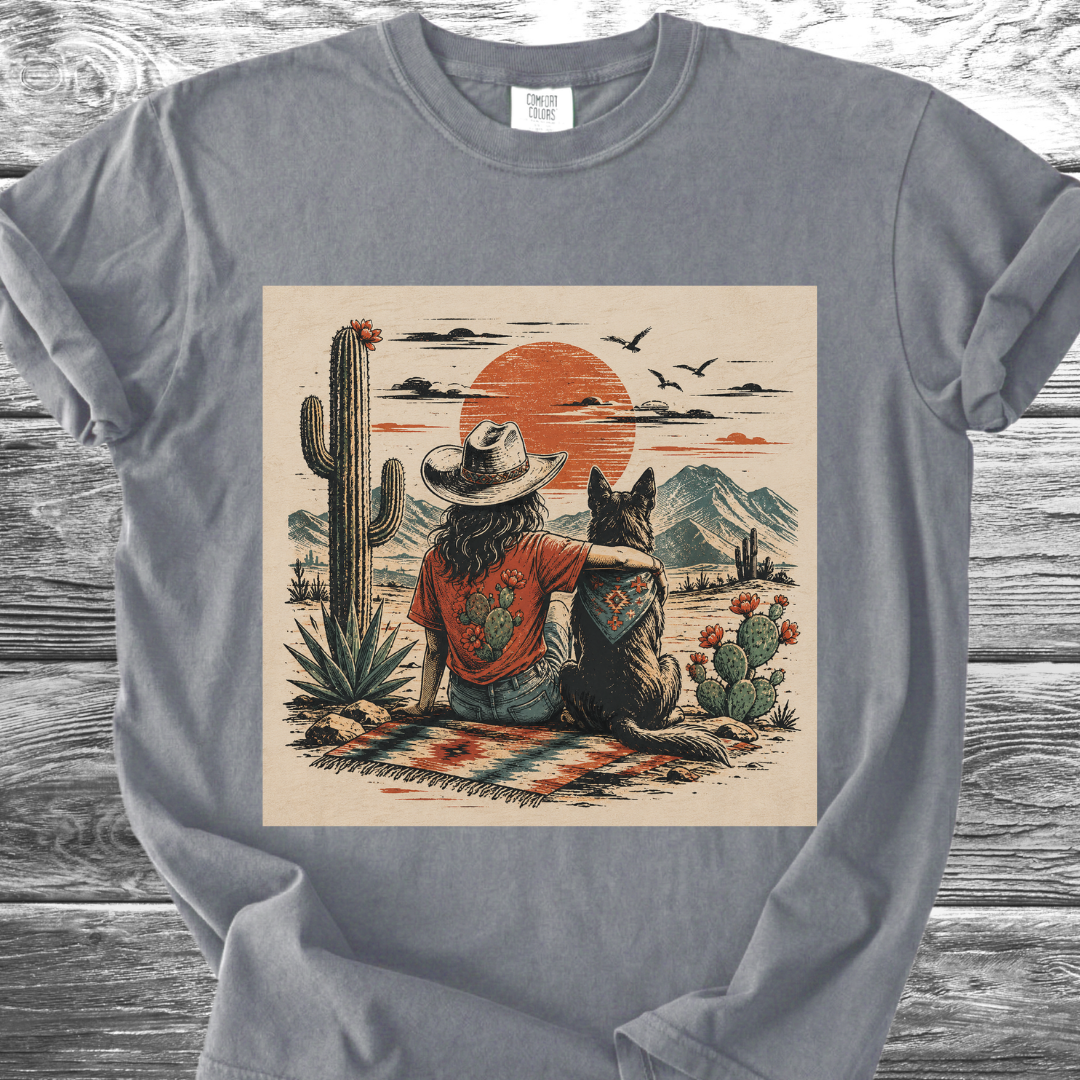 Desert Girl & Her Dog Portrait TShirt