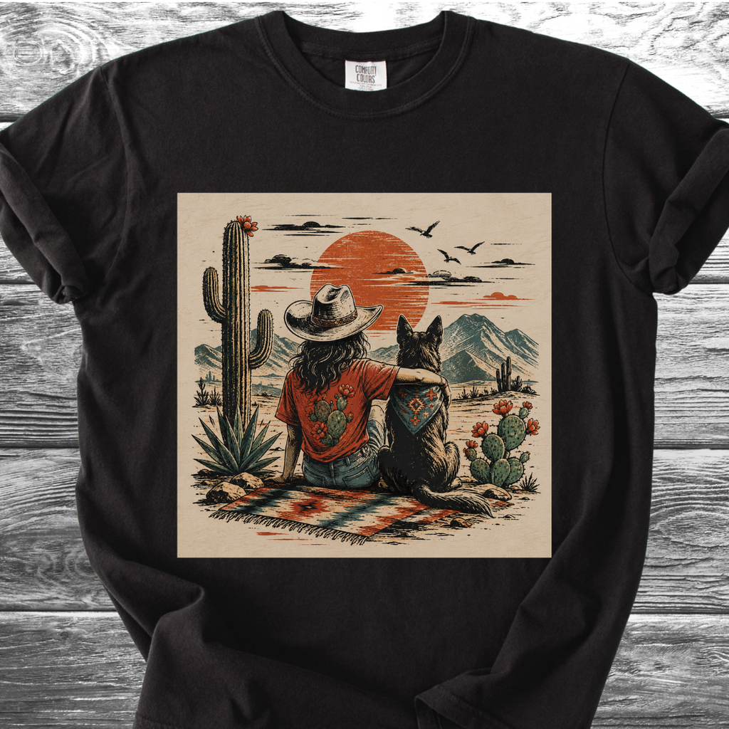 Desert Girl & Her Dog Portrait TShirt
