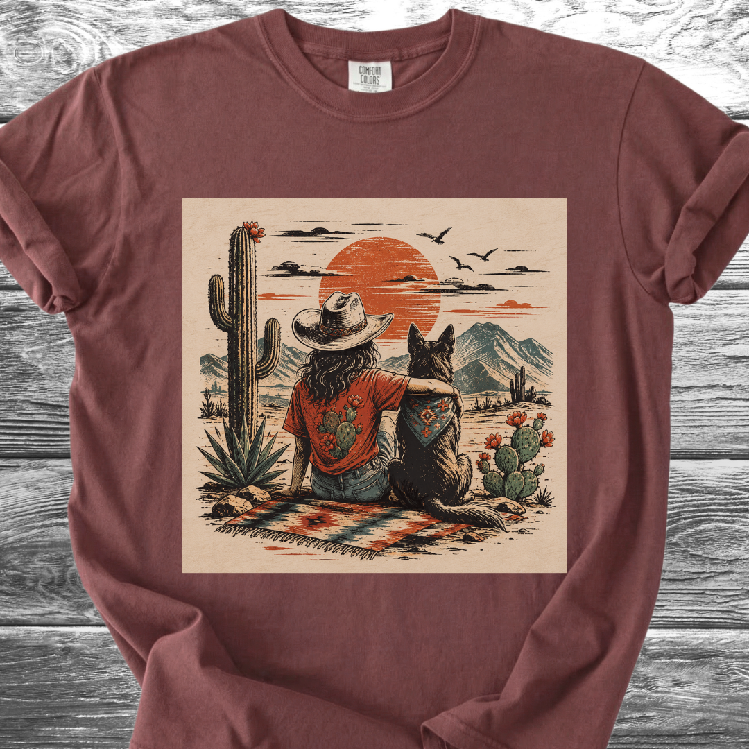 Desert Girl & Her Dog Portrait TShirt