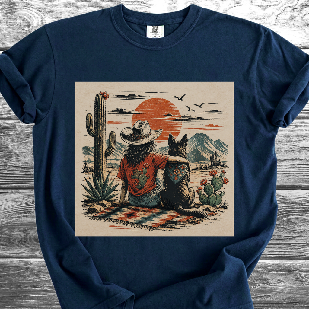 Desert Girl & Her Dog Portrait TShirt