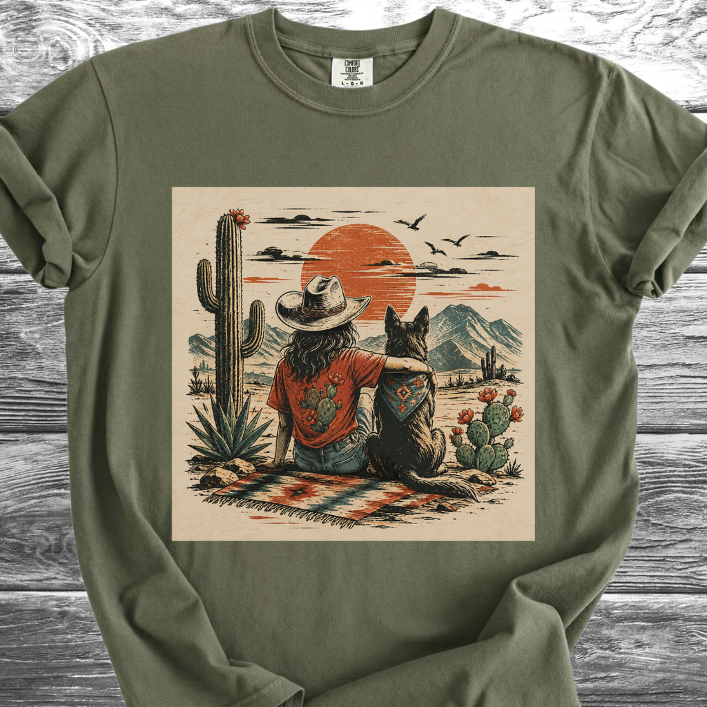 Desert Girl & Her Dog Portrait TShirt