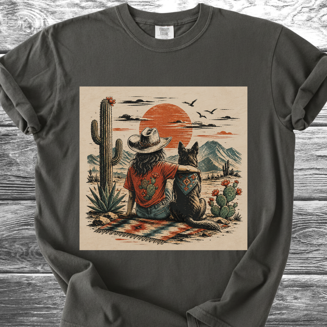 Desert Girl & Her Dog Portrait TShirt